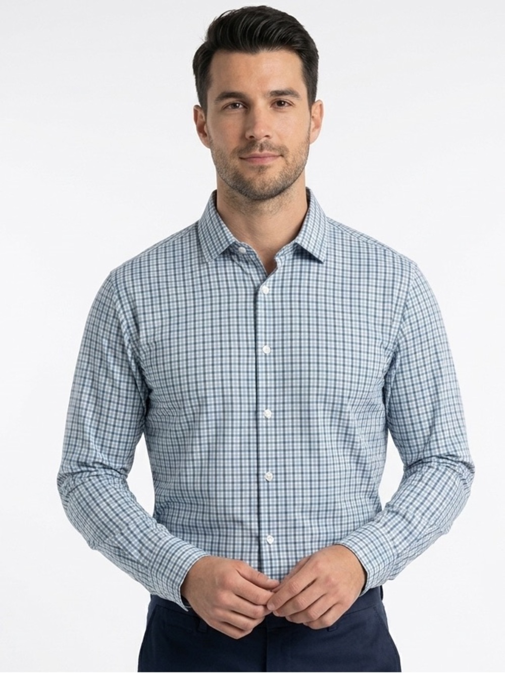 Mizzen+Main Leeward Blue and Green Windowpane Button-Down Shirt XXL NWT